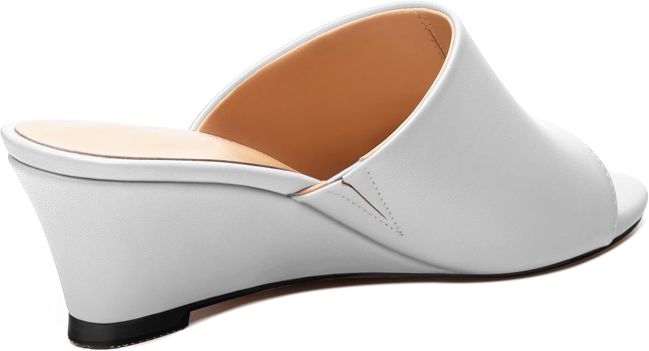 Wedge Sandals for Women Open Toe Wedge Heels Womens Matte High Heel Sandal Round Toe Heeled Wedge Sandals Slip on Casual shoes 2 inch