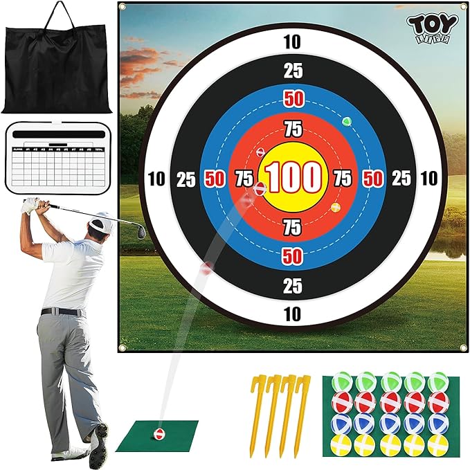 TOY Life Chipping Golf Practice Mats Golf Game Training Mat Indoor Outdoor Games for Adults Family Kids Outdoor Play Equipment Stick Chip Golf Set Backyard Game(Patented)