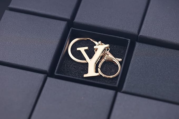 LAXPICOL Gold Letter A-Z Keychain for Women Bag Charms Purse Charms For Handbags Metal Alphabet Initial Letter Keychain