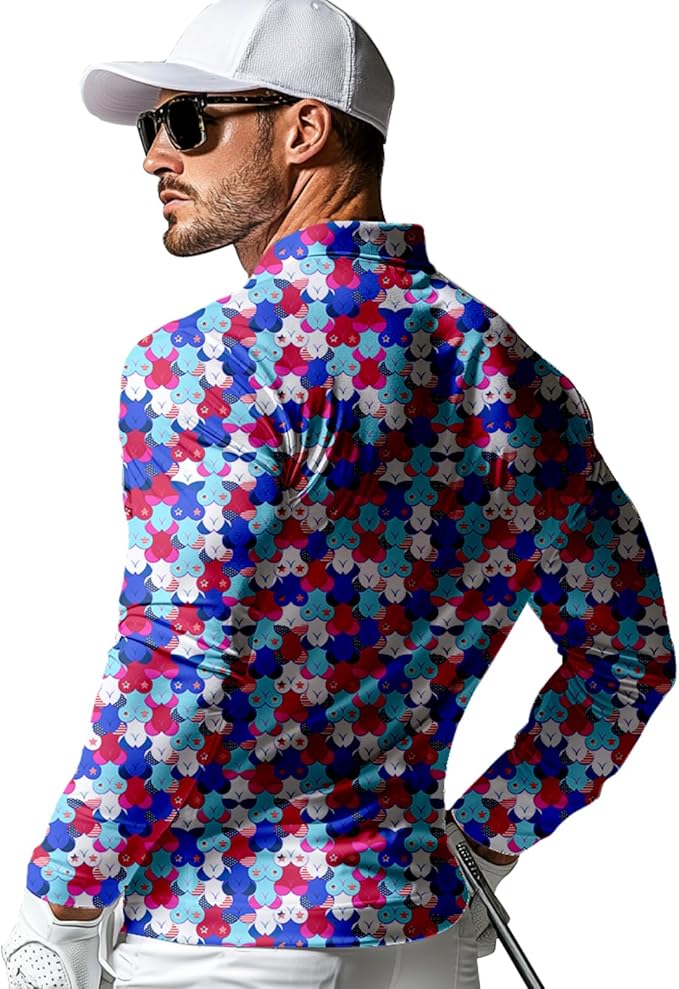 Men's Long Sleeve Golf Shirt Quick Dry 3 Button Work Fishing Outdoor Casual Collar Shirt