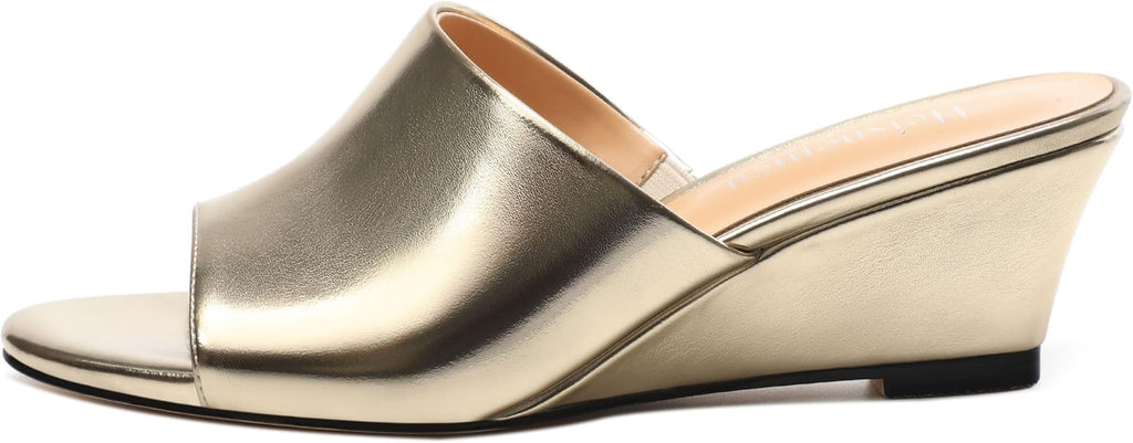 Wedge Sandals for Women Open Toe Wedge Heels Womens Matte High Heel Sandal Round Toe Heeled Wedge Sandals Slip on Casual shoes 2 inch