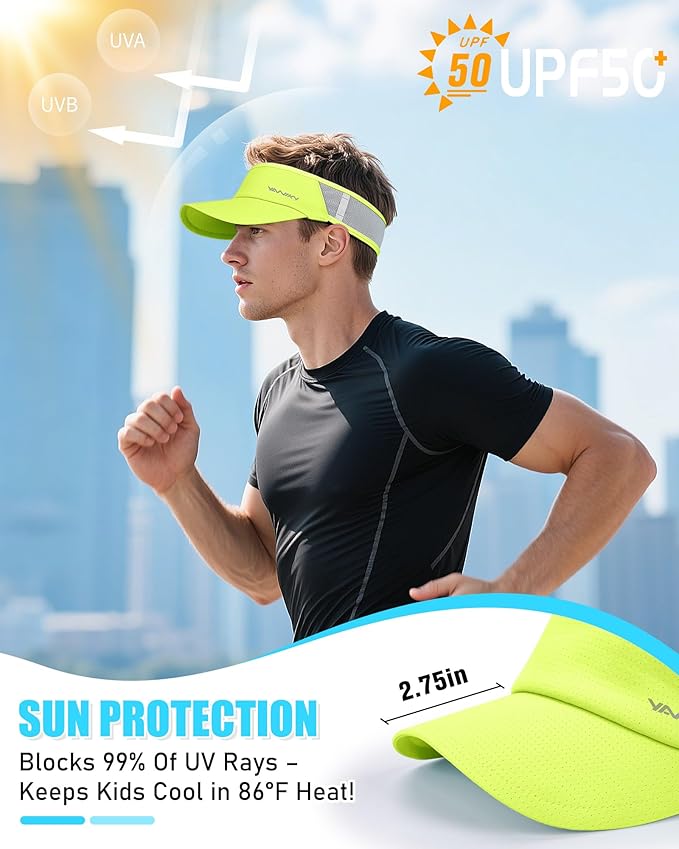 Sports Sun Visor Hats for Women Men Lightweight Breathable Cooling Stretchy Visors Foldable UPF 50+ for Running Tennis Golf