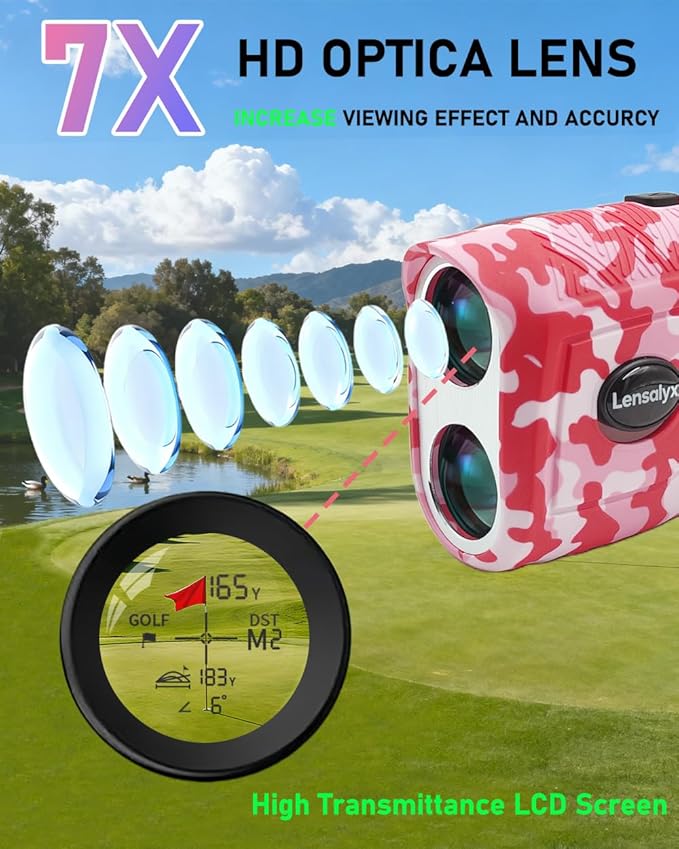 Golf Rangefinder with Slope - 1200 Yards Laser Range Finder for Golf, 7X Magnification, Rechargeable, Built-in Magnetic Strip,0.1s Flag Pole Locking Vibration,Golf Accessories for Women