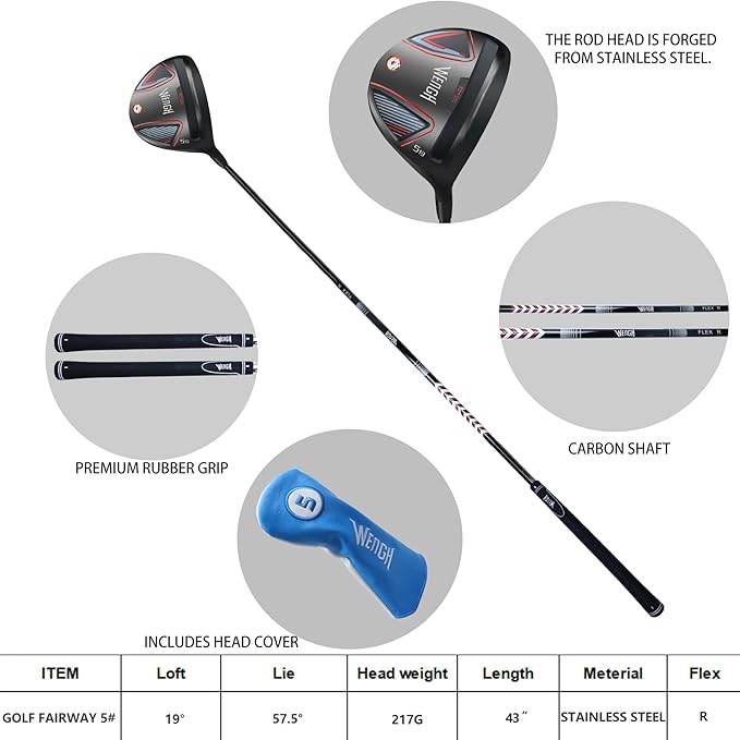 Golf Fairway 3 Wood or 5 Wood,Golf Fairway Woods for Men Right Handed Golfers,with Graphite Shaft (Flex-Reqular)-43.5 Inch