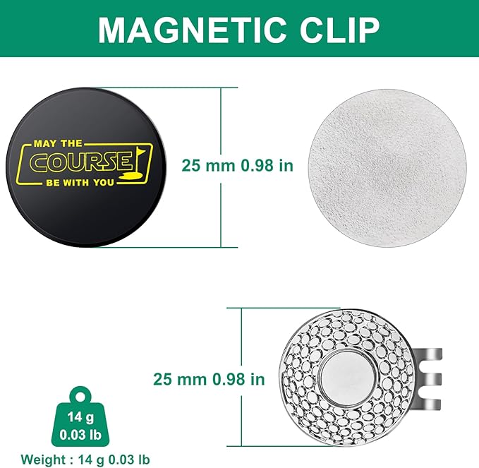 Golf Ball Marker Hat Clip, Funny Golf Accessories, Golf Gifts for Men 25 MM