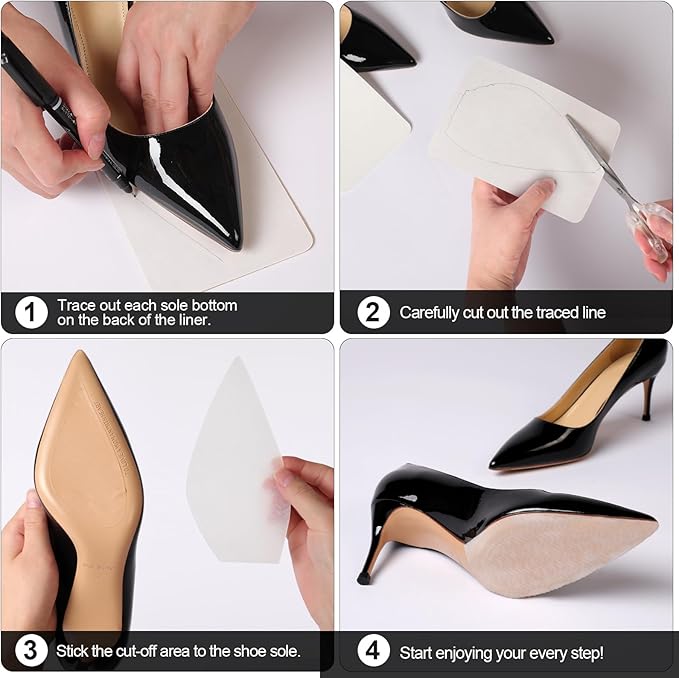 Sole Protector for High Heels, Shoes Grips on Bottom of Shoes,Shoe Bottom Protectors Anti Slip Grips Self Adhesive Silicone Non Slip Shoe Pads