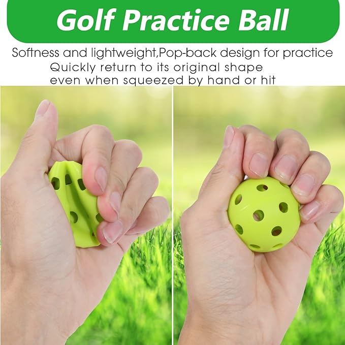 Avesfer 12/20/40 Pack Plastic Golf Balls Soft [Anti-Crack] 42mm Training Golf Balls for Swing Practice Golf Balls for Backyard Limited Flight Airflow Hollow at Home Use Indoor Green