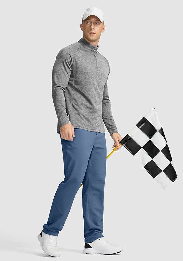 Soothfeel Men's Fleece Lined Pants 30"/32"/34" Golf Work Dress Pants Casual Insulated Warm Winter Trousers with Pockets