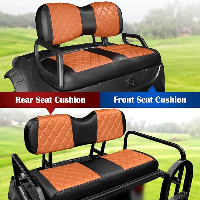NOKINS 4PCS Golf Cart Diamond Seat Covers Kit,Front and Rear Seat Covers Fits for EZGO/Club Car/Yamaha Original Regular Seat Cushion, No Stapler