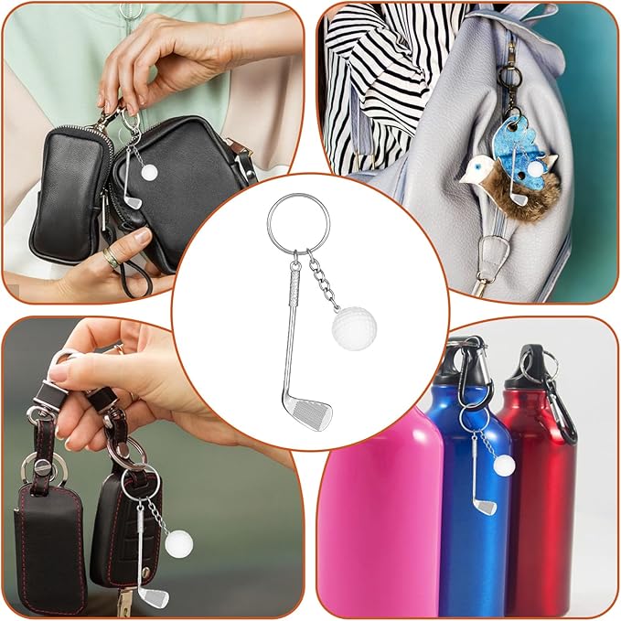 2 PCS Golf Club Keychain, Mini Alloy Golf Keychain Golf Gifts Keychains for Men Women Golfers Golf Ball Keychains Backpack Decorations Birthday Christmas Gifts for Family Sports Golf Lovers