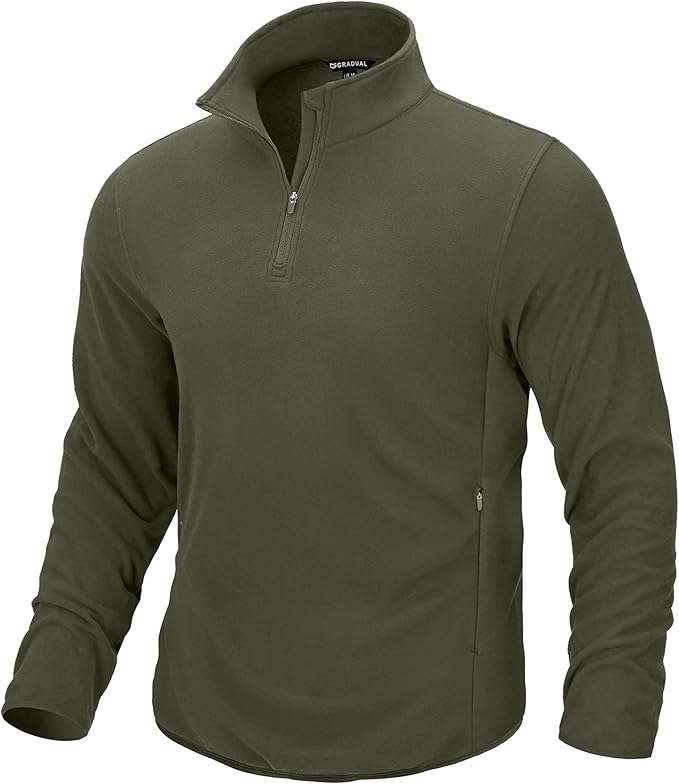 G Gradual Mens Quarter Zip Pullover Fleece with 2 Zipper Pockets Long Sleeve Golf Shirt Winter Athletic Sweater Lightweight