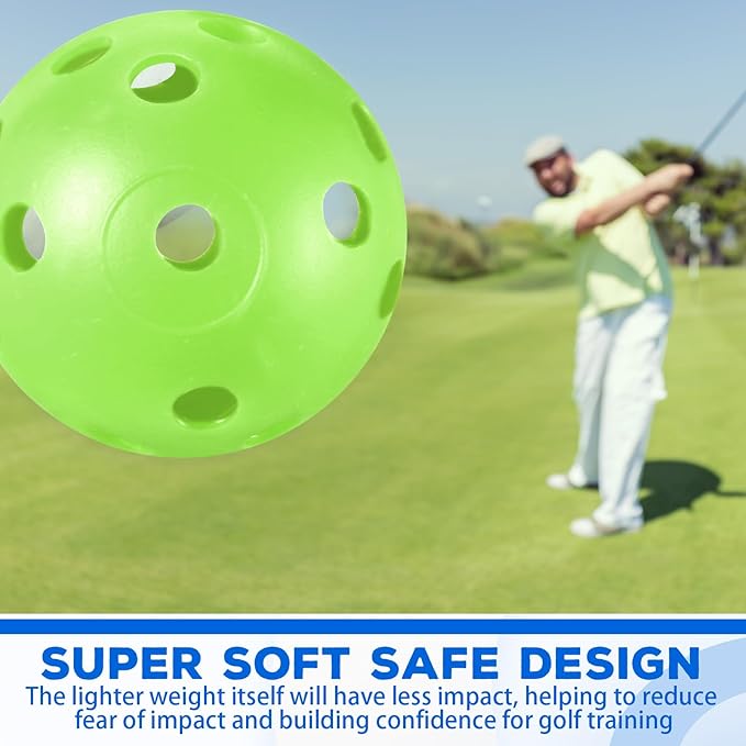 24 Pack Practice Golf Balls 42 mm Limited Flight Plastic Golf Training Airflow Hollow Ball for Driving Range Swing Practice Backyard Indoor Outdoor Home