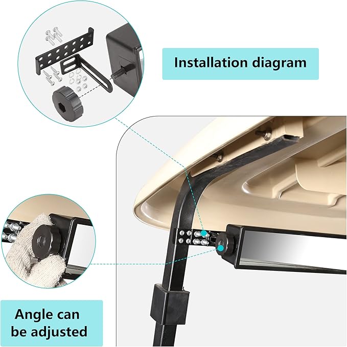 10L0L Golf Cart 4-Panel Wide Angle Rear View Mirror - Universal Fit for Yamaha, Club Car, EZGO, Eliminate Blind Spots