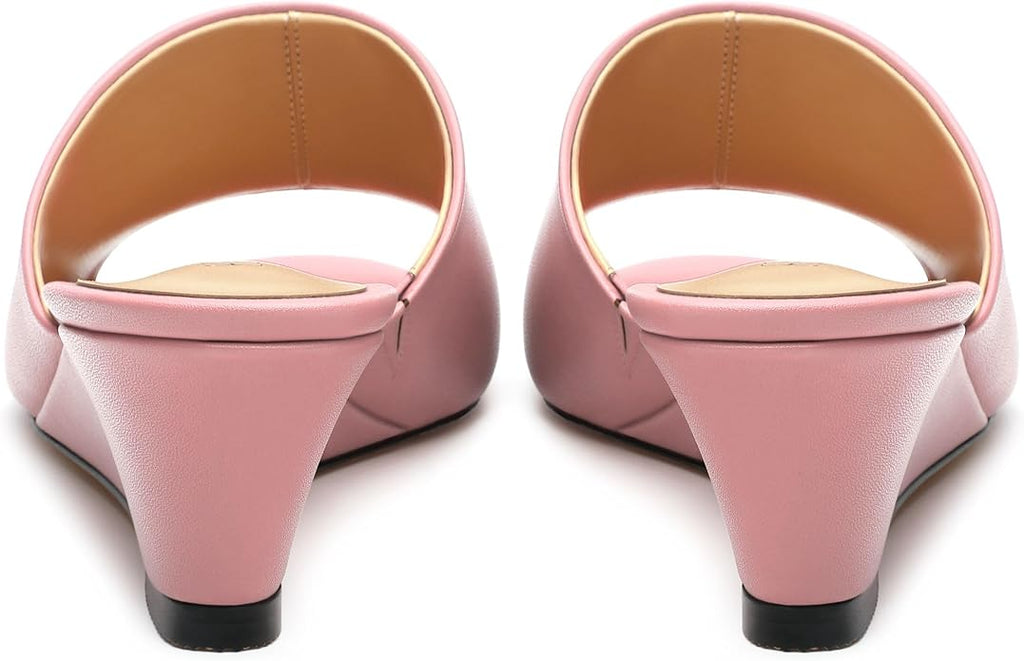 Wedge Sandals for Women Open Toe Wedge Heels Womens Matte High Heel Sandal Round Toe Heeled Wedge Sandals Slip on Casual shoes 2 inch