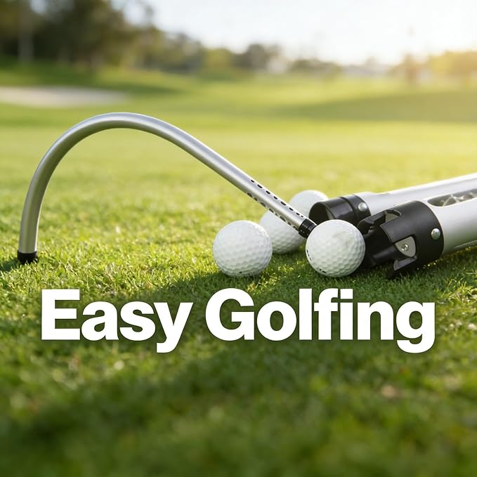 Golf Ball Retriever Tube, Aluminium Alloy, Holds 23 Balls, Picker for Outdoor Use - No More Bending Over, Easy Press Collection, Durable Practice Accessory