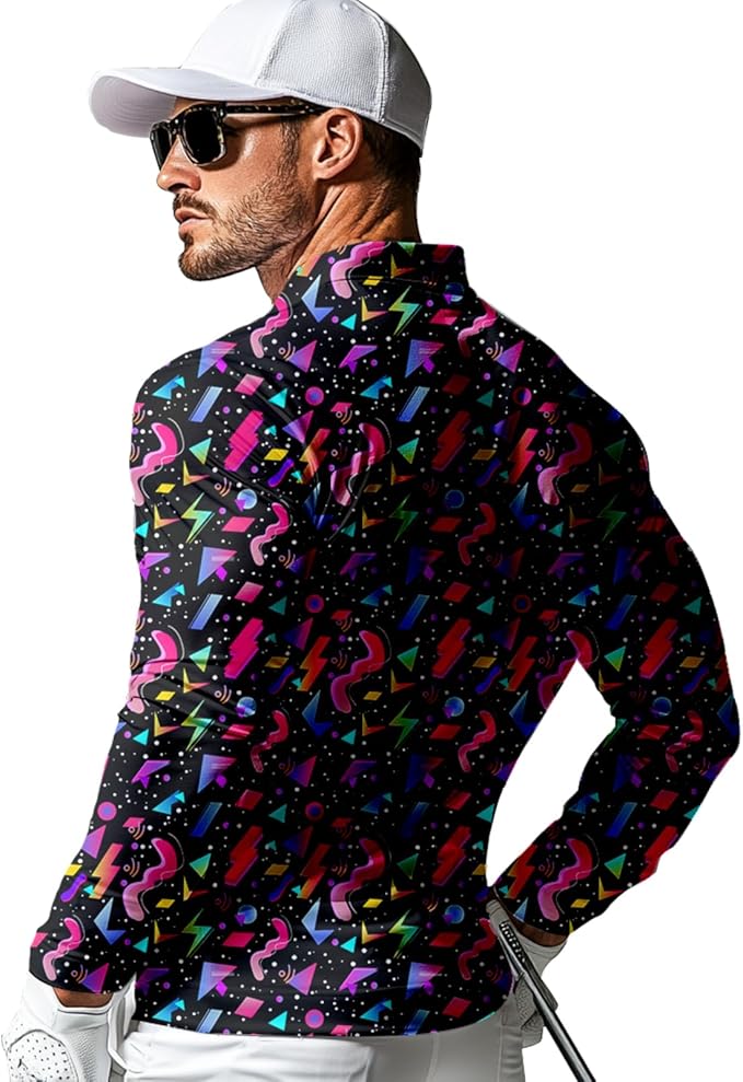 Men's Long Sleeve Golf Shirt Quick Dry 3 Button Work Fishing Outdoor Casual Collar Shirt