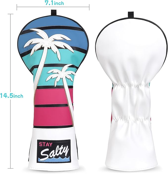 mytag Tropical Golf Headcovers, Coconut Tree Golf Head Covers for Woods and Driver, Putter Covers 3D Embroidery