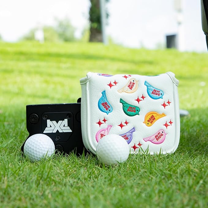 Golf Mallet Putter Cover, Square Mallet Putter Cover with Strong Magnetic Closure, Colorful Birdie Design Putter Head Cover Waterproof PU Leather Mallet Putter Headcover