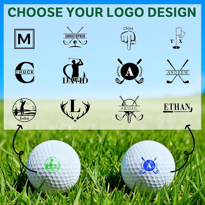 QYH Personalized Golf Ball Stamp – Custom Golf Ball Marker, Waterproof Design, Great Golf Gift for Men (Large)