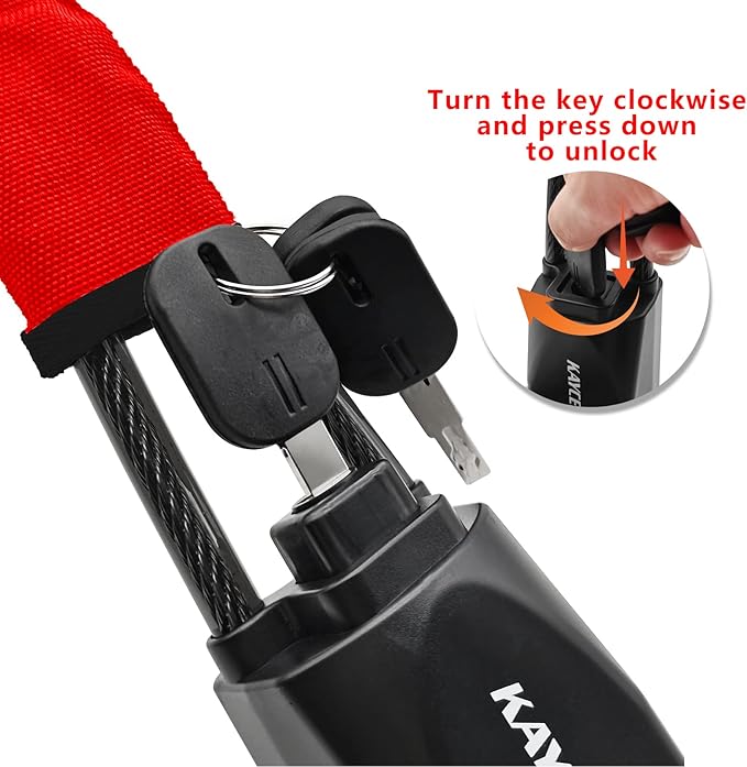 KAYCENTOP Car Steering Wheel Lock, Seat Belt Lock, Anti-Theft Device, Max 17 Inch Length, Small and Light-Weight, Multi-Functional, Fit Most Vehicle, SUV, Golf Cart Security (Red)