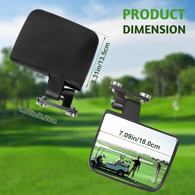 No Drilling Golf Cart Side Mirrors for EZGO Club Car Yamaha, Strong Magnetic HD Shatterproof Side View Golf Cart Mirrors, 2 Pack