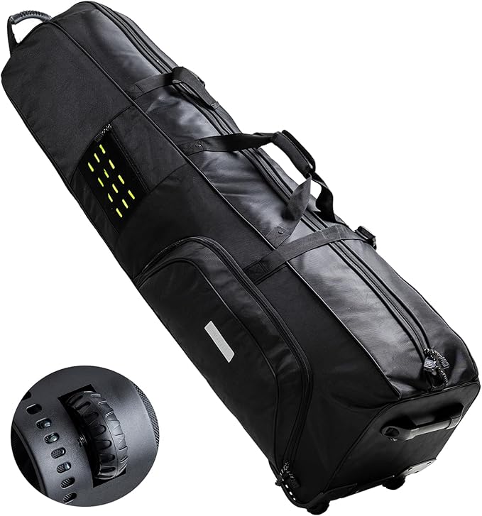 Golf Travel Bag with Wheels - Airline-Approved Heavy Duty Oxford Golf Case for Clubs, Cart&StandBag, Soft-Sided Waterproof Cover