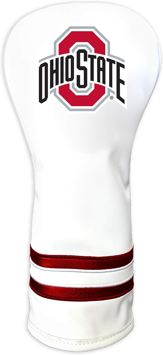 Team Golf NCAA White Vintage Fairway Golf Club Headcover, Form Fitting Design, Retro Design