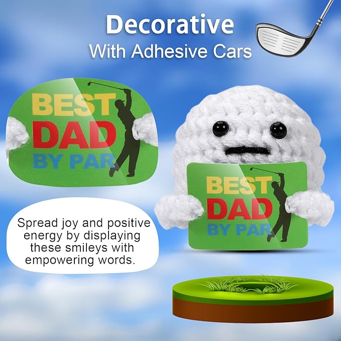 AICase Golf Gifts for Dad, Best Dad by Par, Funny Father's Day Christmas Birthday Crochet Golf Ball Presents Gag Gift Ideas Cool Stuff for Men Golfers Daddy Father Papa from Daughter Son