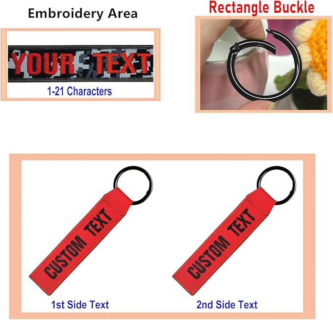 Custom Luggage Tags, Custom Personalized Luggage tag Name, Embroidery Key Ring Accessories for Car, Luggage, Crate,Gear