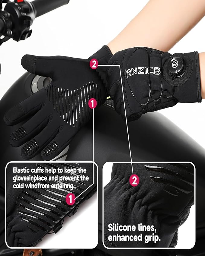 Men's Winter Gloves, Waterproof & Windproof -10°F Cycling Gloves for Women, Touch Screen Warm Gloves for Cycling Cold Weather, Driving Biking Running