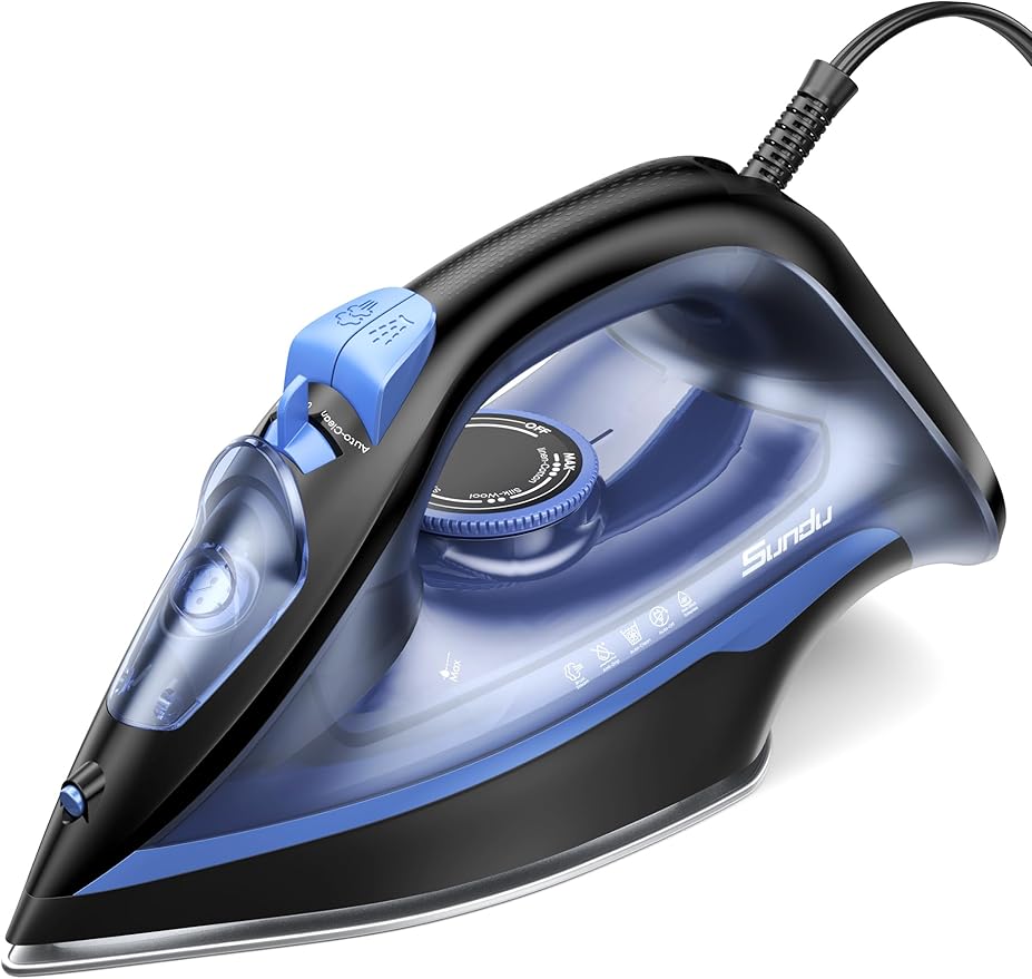 Iron Steamer for Clothes, Ceramic Soleplate, 500 Microsteam Holes, Powerful Steam Iron, Adjustable Steam, Burst of Steam, Self-Clean, Anti-Calc, Lightweight, Leakproof, Long-Lasting Steam