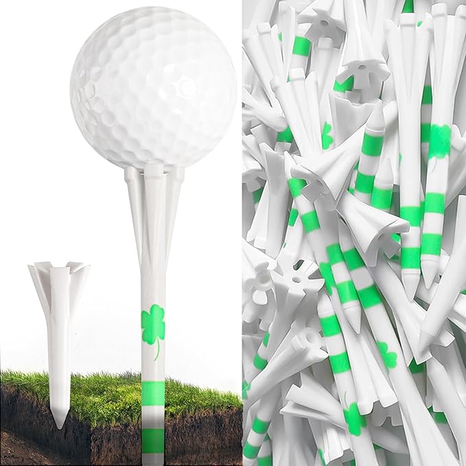 FINGER TEN Unbreakable Golf Tees Plastic 80 3 1/4" or 2 3/4" Driver Tees with 20 1 1/2" Iron Tees Assorted Pack, Low Resistance & Consistent Height Long Short Tees with Bright Colors