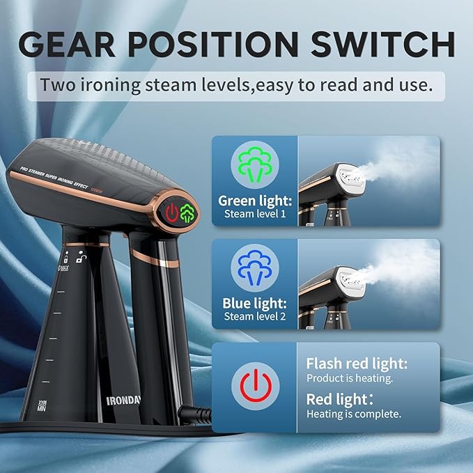 Steamer for Clothes, 1200W Portable Handheld Garment Steamer&Iron 2-in-1 with Fast Heat-up, Auto-Off, 350ml Water Tank, Powerful Foldable Handle Clothes Steamer Compact Size for Travel Home