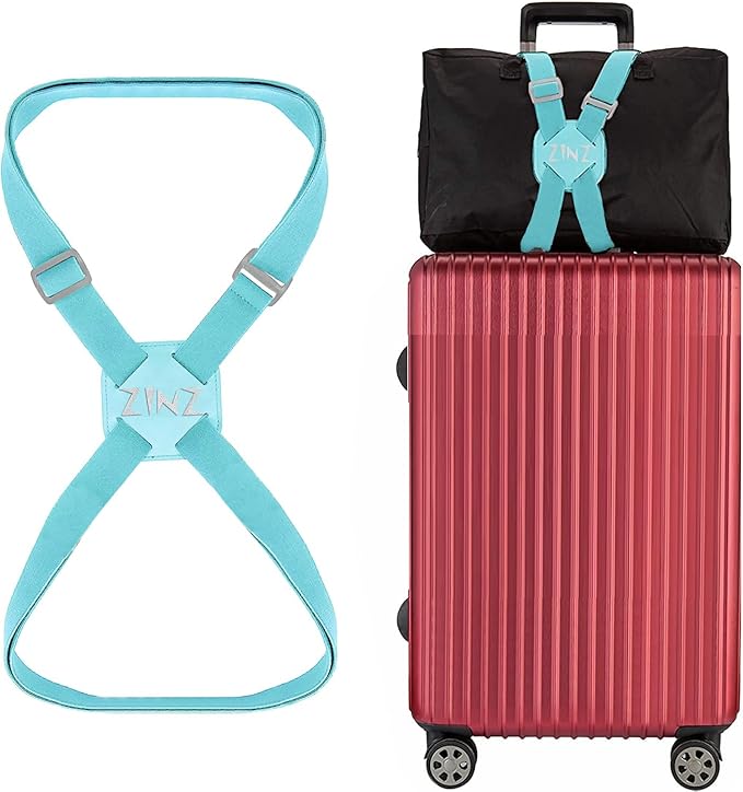 ZINZ Luggage Strap, High Elastic Suitcase Belt Adjustable Bag Bungees for Easier Travel，Light Green