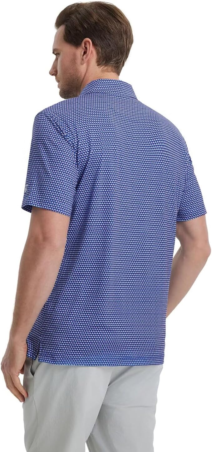 M MAELREG Mens Golf Shirt Short Sleeve Dry Fit Print Moisture Wicking Performance Patterns Collared Polo Shirt