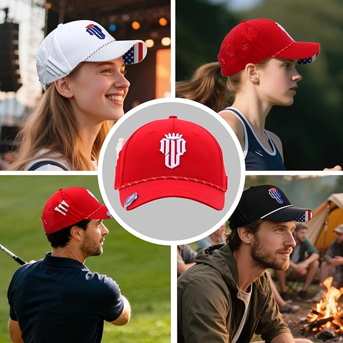 NJF Golf™ Hat Men - Breathable Mens Golf Hats, Adjustable Rope Snapback Cap, Convenient Cap with Tee Holder