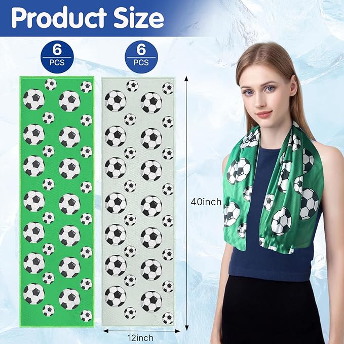 OPSO Soccer Cooling Towel Set, 40 x 12 inches, 12 Pack, Microfiber Sports Towels for Baseball, Soccer, Golf LCE Towel Microfiber Sports Towels for Player