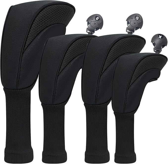 Golf Head Covers for Fairway Woods Driver Hybrids 5 Pieces Nylon Mesh Sports Fan Golf Club Headcovers-Golf Accessories for Men Women.