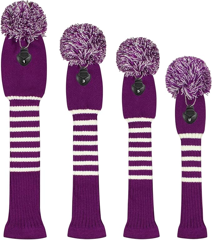 Scott Edward 1/3/4PCS Multi-Style Optional Individualized Knit Golf Club Head Covers, Driver Wood(460cc) Fairway Wood and Hybrid(UT)，for Male/Female Golfers,Custom