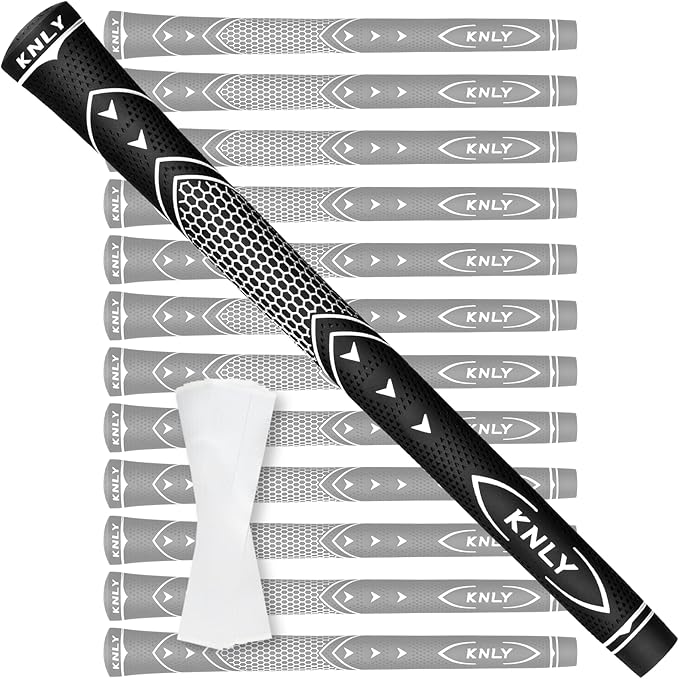 KNLY Golf Grips Set of 13 - High Traction and High Feedback Rubber Golf Club Grips with Anti-Slip and All Weather Performance，13 Grips with 15 Tapes and 13 Grips with All Repair Kits for Choice.