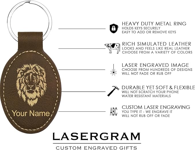LaserGram Oval Keychain, Golf Ball, Personalized Engraving Included (Rustic with Gold)