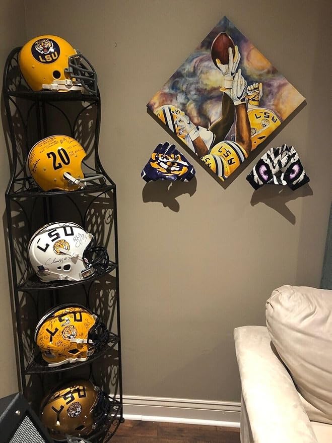 Collectible Glove Display - Mount or Desk Stand Adjustable Hands Floating Ideal for Football Receiver & Lineman, Baseball, Soccer Gloves