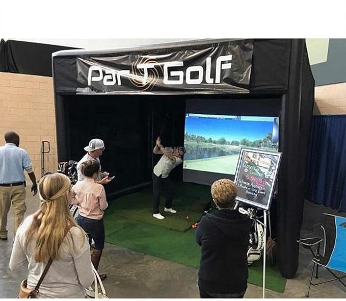 Inflatable Golf Simulator 13.7×10.7×10.7ft – Outdoor Golf Enclosure with Detachable Walls, Projection Screen, Safety Net & Projector Hooks – for Backyard, Rental or Club Use – w/Pump & Custom Logo