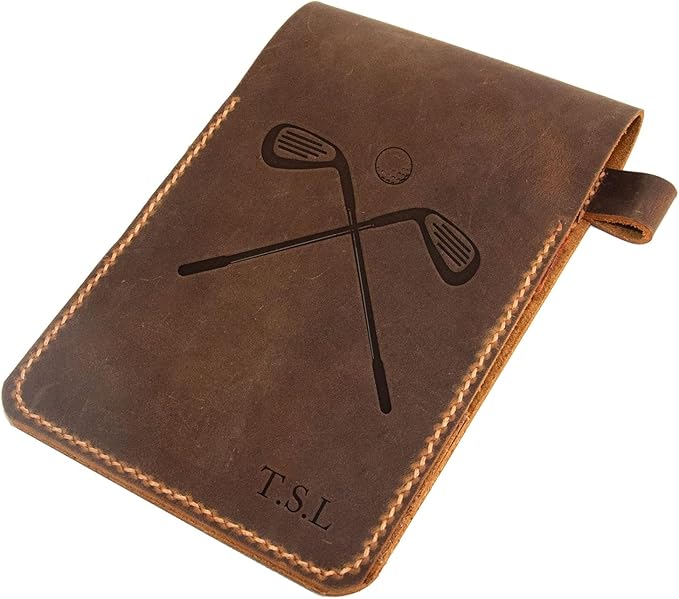 Personalized Golf Scorecard Holder Leather Hand Stitched, Yardage Book Holder, Golfers Gift, Gift for Him, Gift for Dad, Leather Golf Gifts