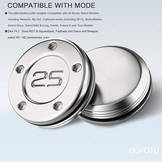 Golf 2pcs. 5g/10g/15g/20g/25g/30g/35g/40g/45g Choice Weight Golf Custom Putter Screws Weights Compatible with Titleist Scotty Cameron Golf Club Heads Putters Newport