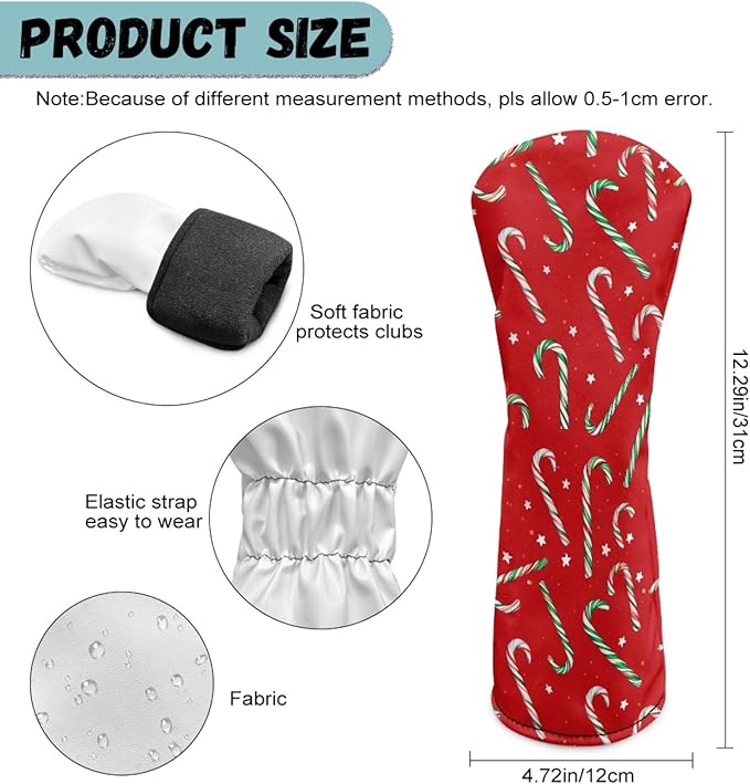 Golf Club Head Covers for Club Protective, Waterproof PU Leather Driver Fairway Wood Hybrid Head Cover