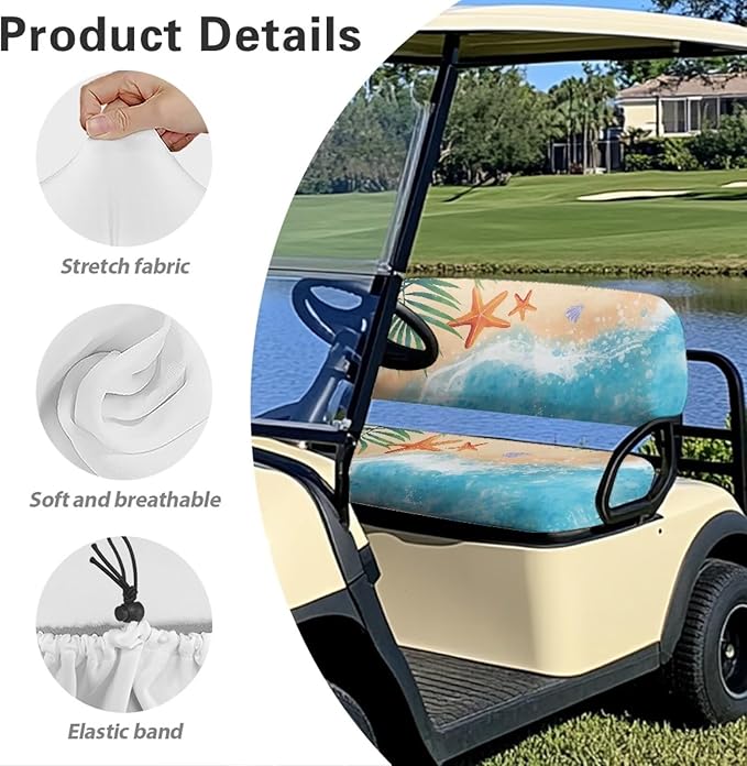 Golf Cart Seat Covers, Universal Fit & Nonskid Bottom Fits for Club Car 2 Person Seats Golf Carts