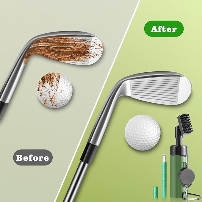 Pro Golf Club Cleaner Brush with Golf Groove Sharpener Tool Suitable for U & V-Grooves 8 Inches Golf Water Brush with Retractable Clip Hold 5oz of Water Perfect Golf Accessories for Men/Women