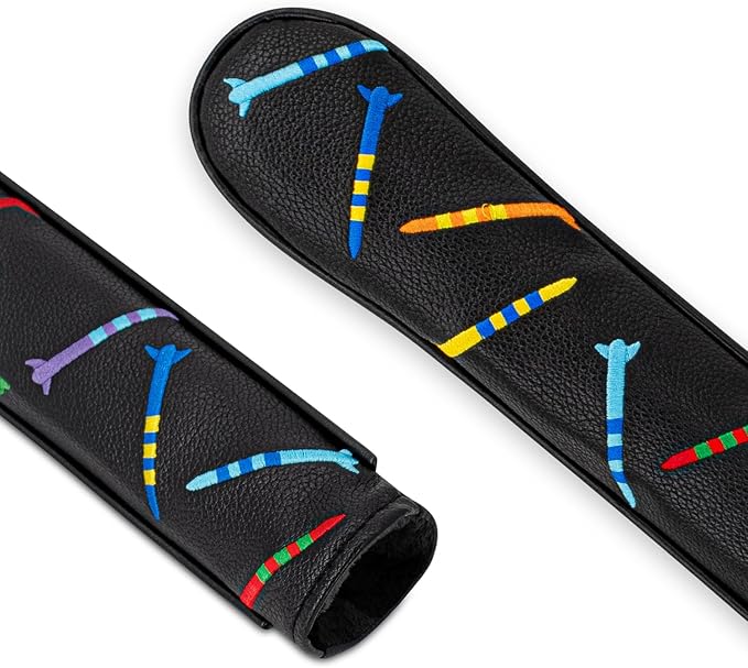 Golf Alignment Stick Cover Premium Leather Perfect Cover for Alignment Sticks Classic Tee Design Alignment Sticks Holder Golf Club Protector Holds 2 Sticks.