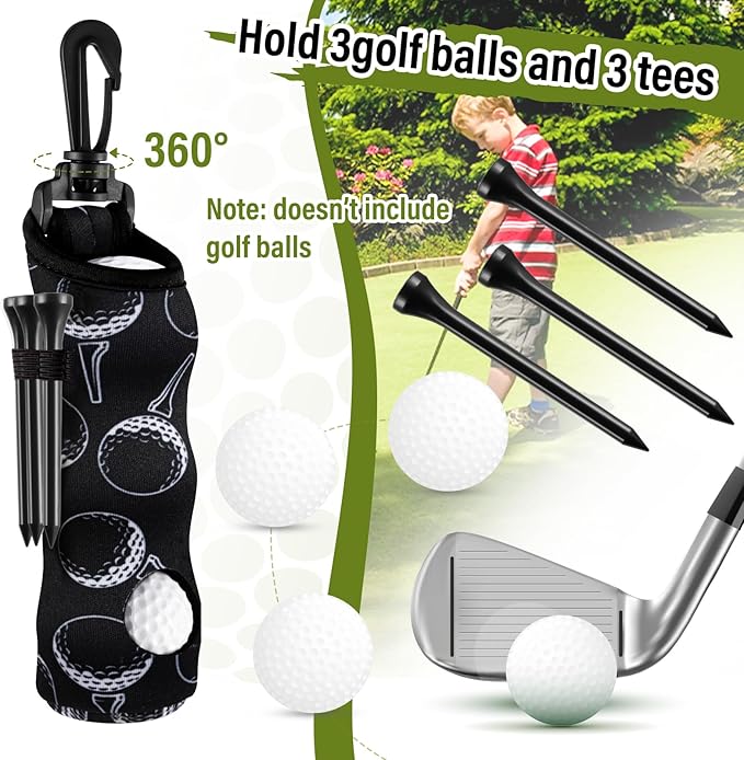 Liliful 12 Pcs Golf Accessories Kit, Include Golf Ball Bag with Hook Towel Tees Magnetic Ball Marker Divot Tool Cleaner Brush for Women Man Gifts